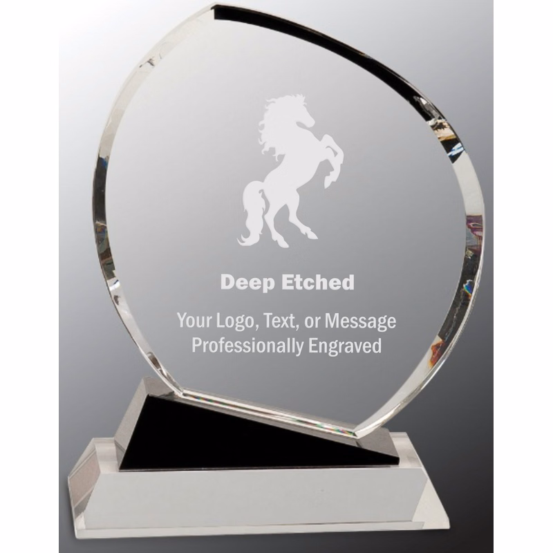 8 1/2" Crystal Award Oblong with Black Accents