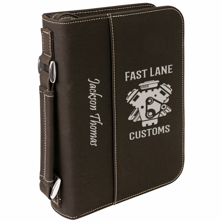 Custom Laser Engraved Black Leatherette Book Cover