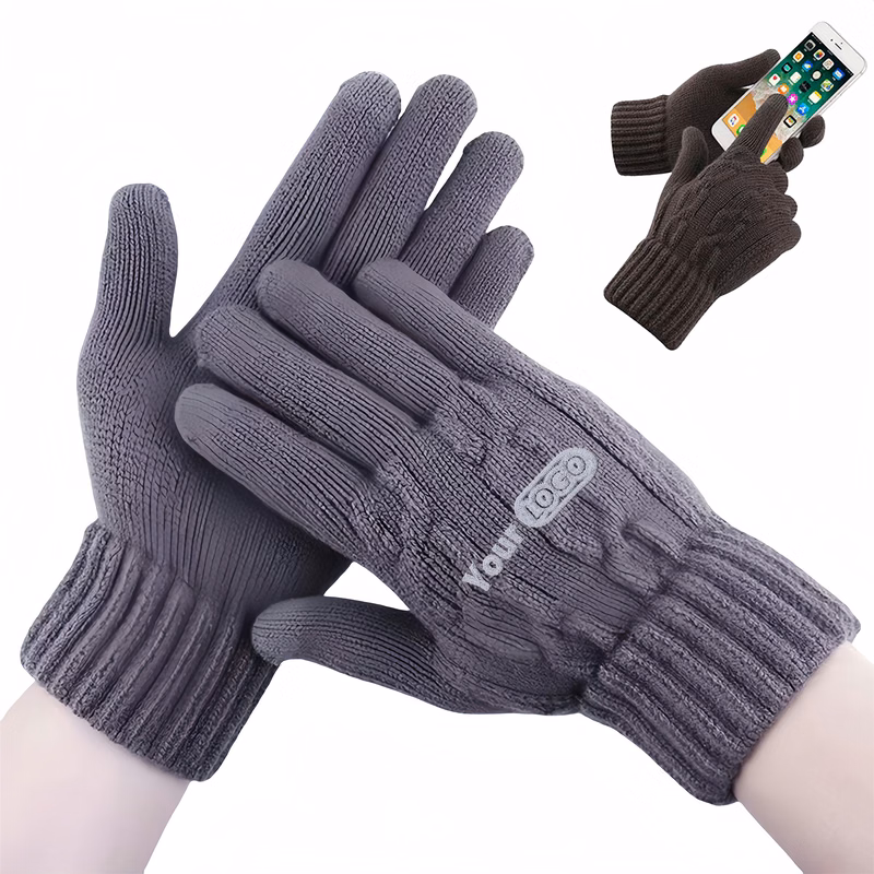 Acrylic Warm Solid Color Knitted Gloves