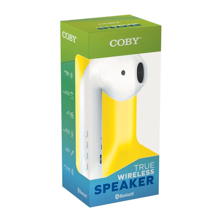 COBY True Bluetooth Wireless Speakers - White Pod-Style