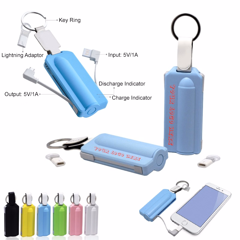 2000 mAh Emergency Power Bank w/ Cables