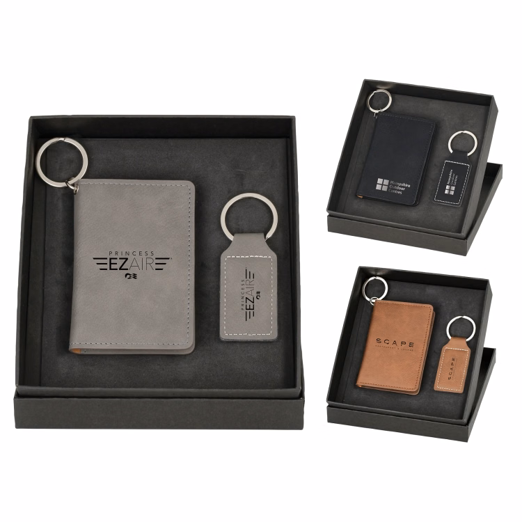 Wallet & Keychain Leatherette Set