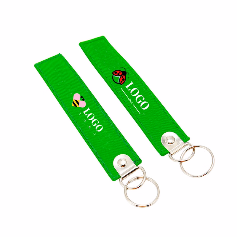 Custom Logo Embroidery Woven Key Chain Motorcycle Key Tag