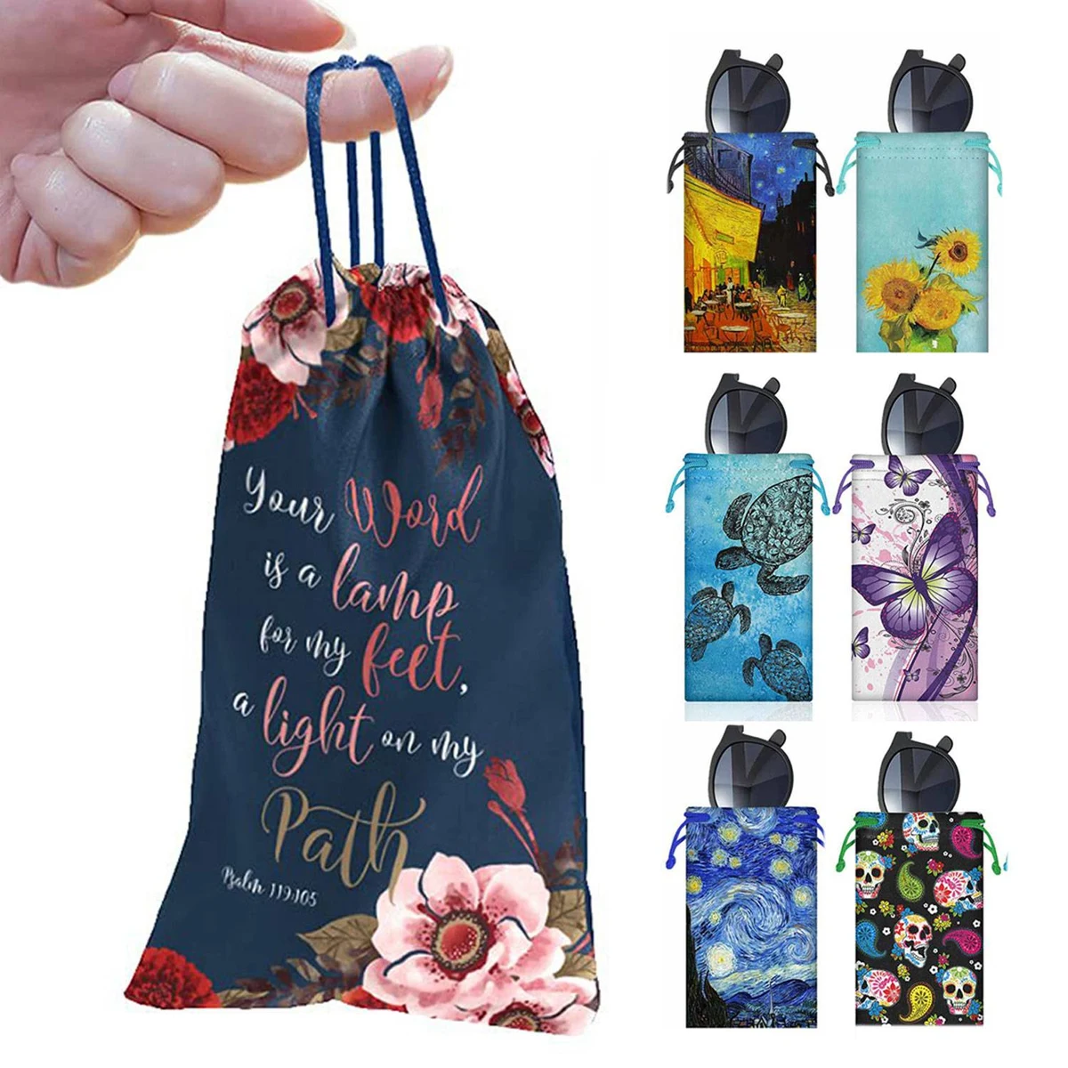 Custom Full Color Microfiber Drawstring Sunglass Pouch 1