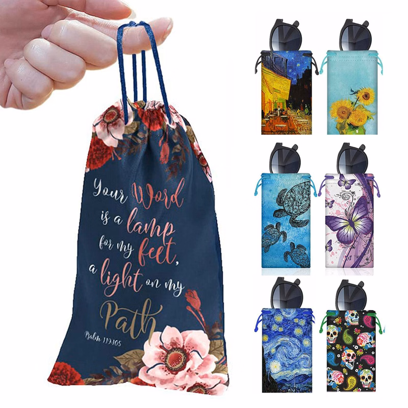 Custom Full Color Microfiber Drawstring Sunglass Pouch