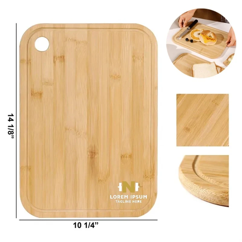 0.5" Thickness Hangable Square Bamboo Cutting Board 1