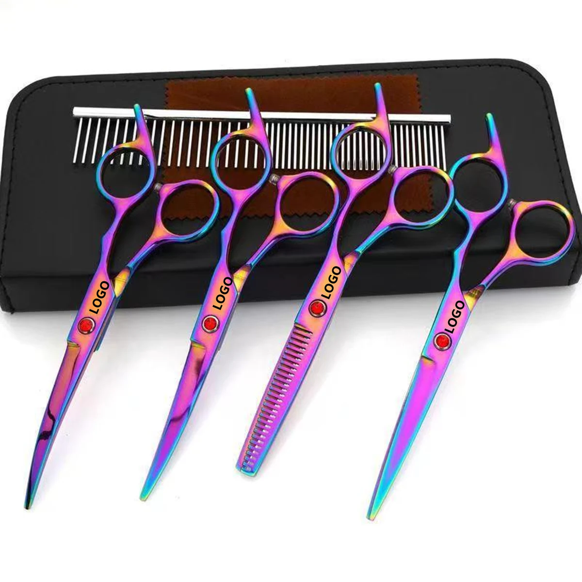 Rainbow Coated 6 In 1 Dog Grooming Scissors Set 1