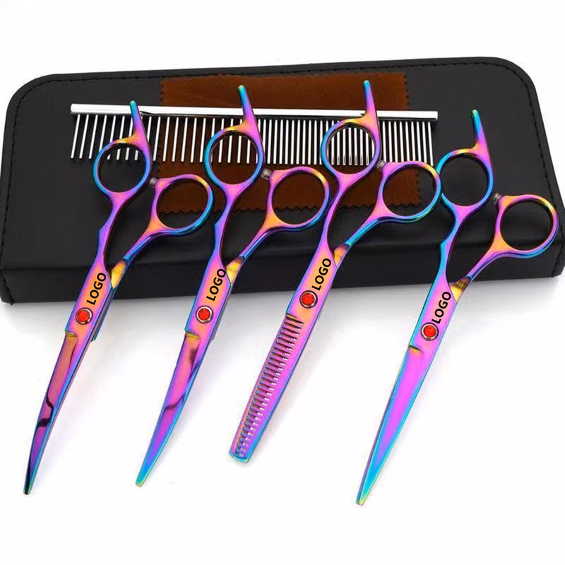 Rainbow Coated 6 In 1 Dog Grooming Scissors Set