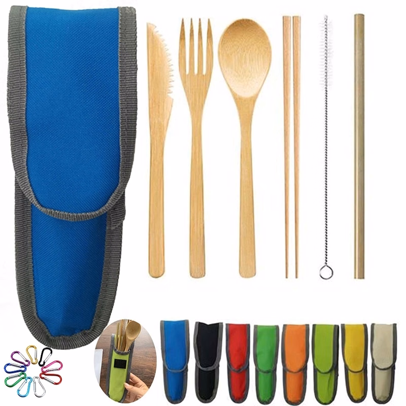 Bamboo travel tableware set with Carrying Case