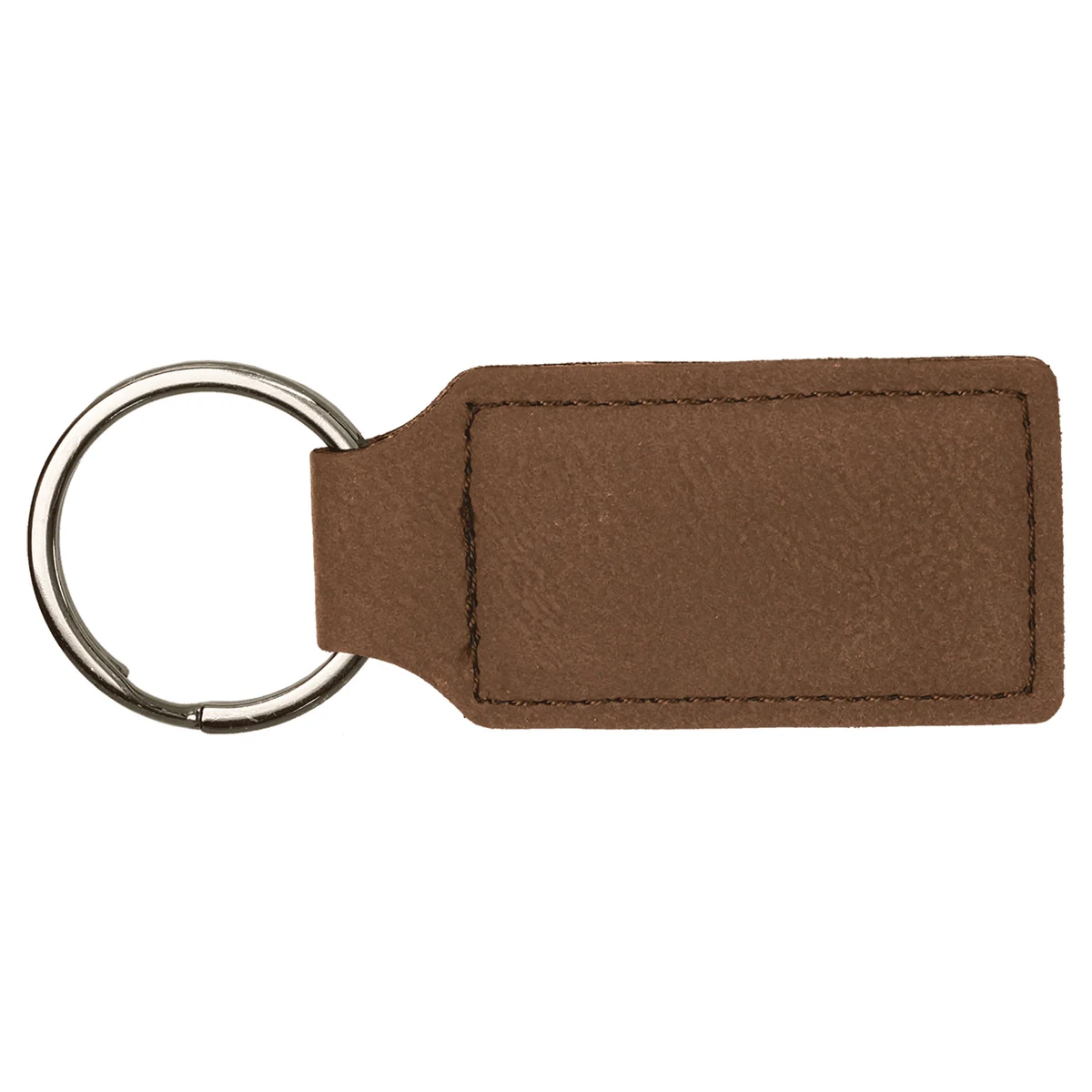 Dark Brown Leatherette Rectangle Keychain 1