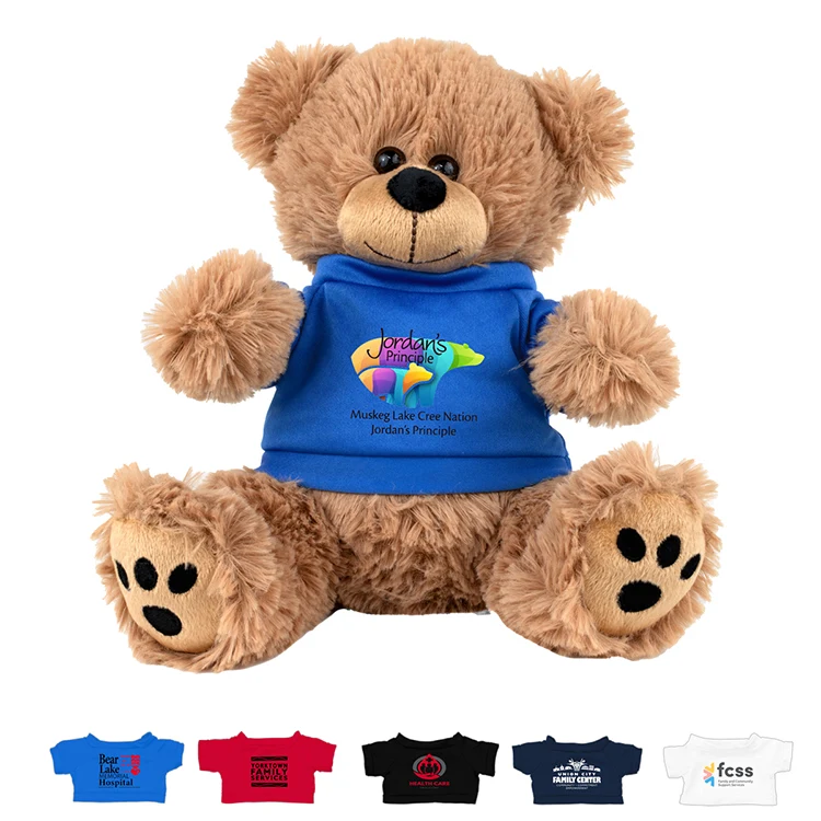 "FRED E. BEAR" LARGE 8" Plush Teddy Bear With Choice of T-Shirt Color 1
