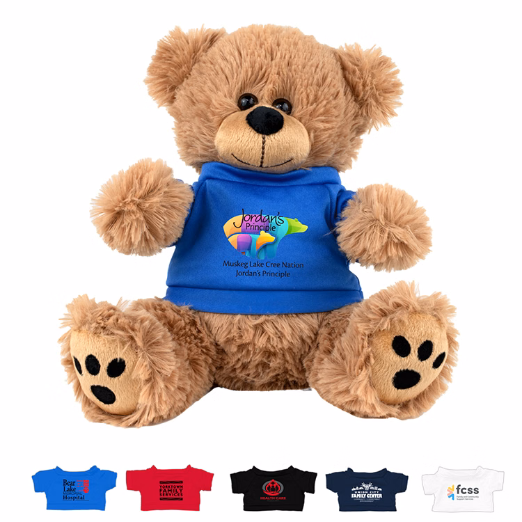 "FRED E. BEAR" LARGE 8" Plush Teddy Bear With Choice of T-Shirt Color