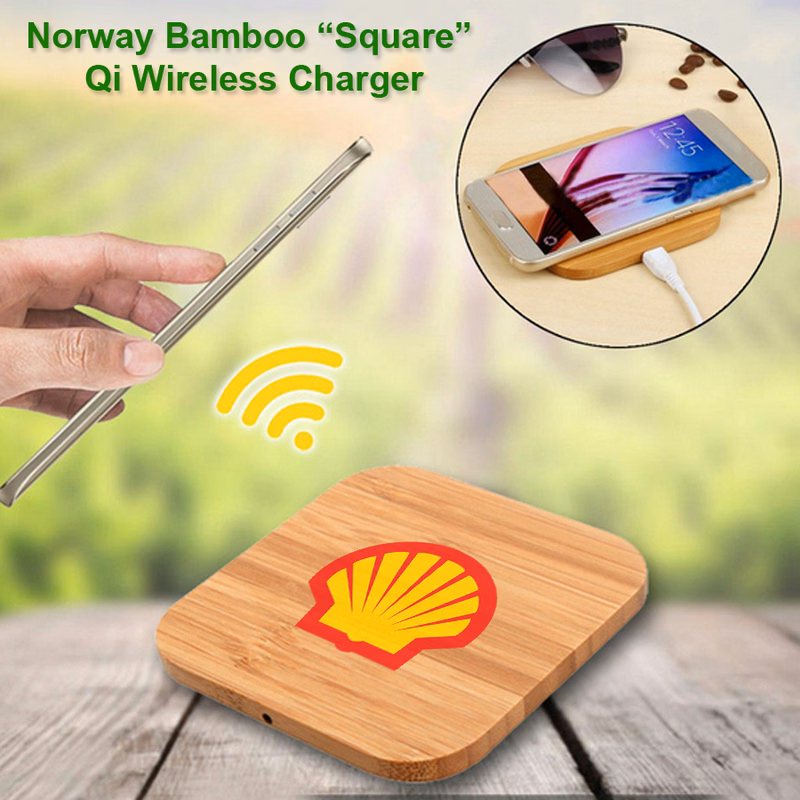 Norway Bamboo Qi Wireless Charger 5 Watts - Square No Extra Tariff