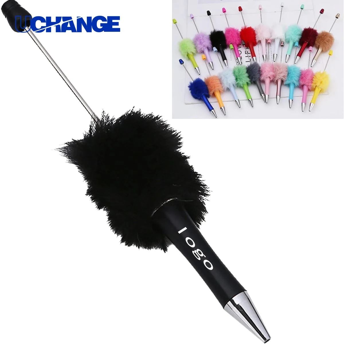 Cute Plush Ball Ballpoint Pen for Fun Office & Gift Use, custom pen with logo imprint 1