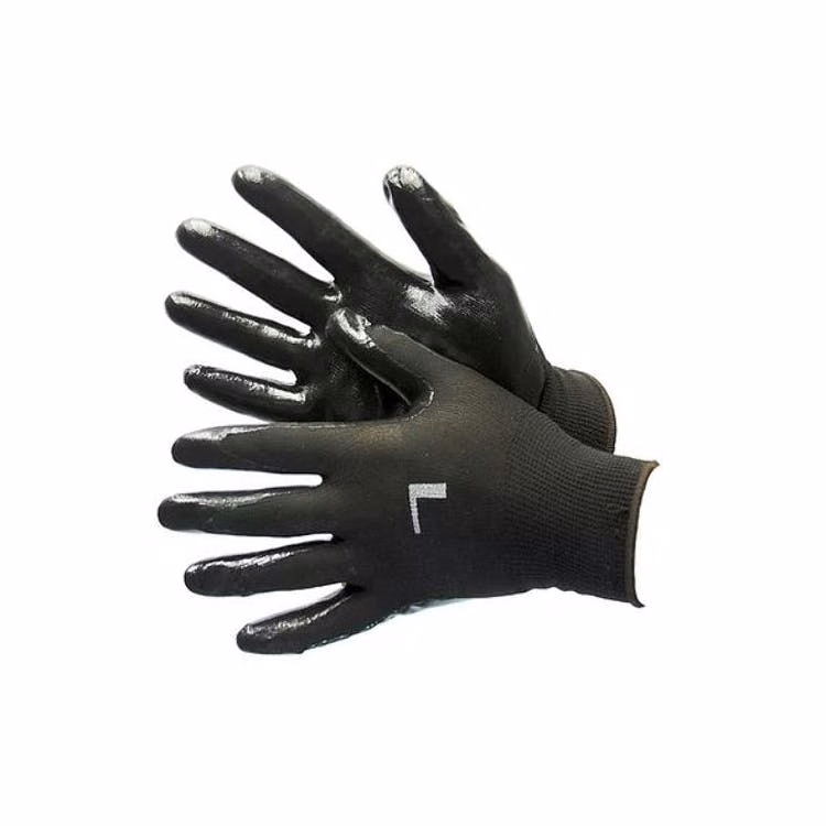 Nitrile Coated Gloves - Black Large