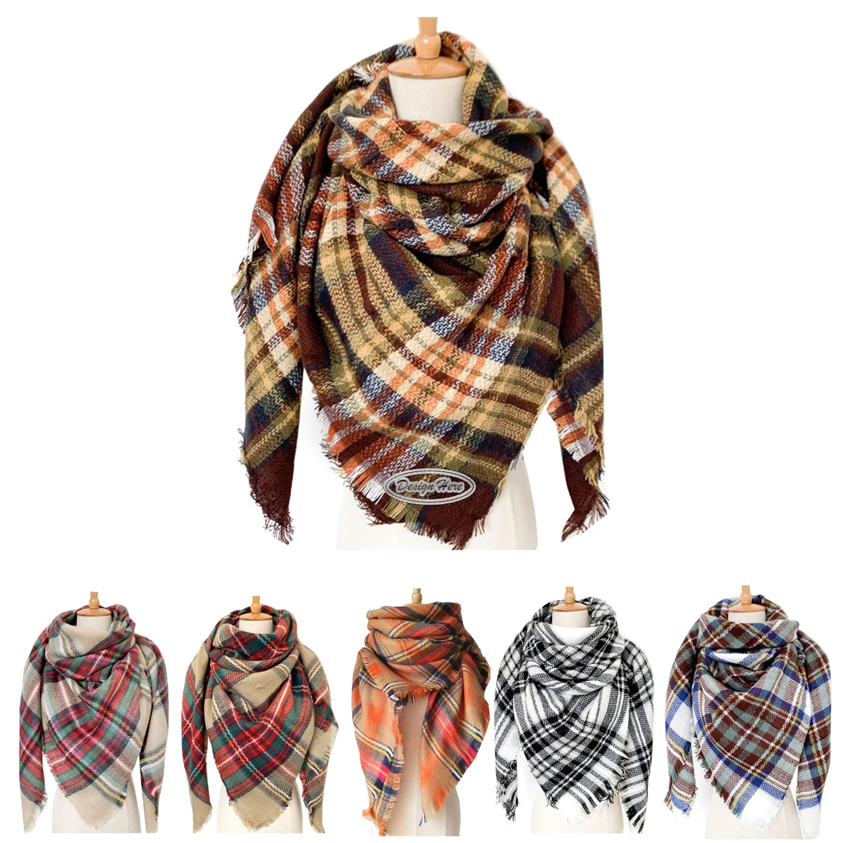 Cozy Double-Sided Oversized Plaid Scarf for Fall and Winter 1