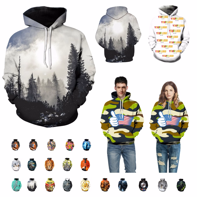3D Digital Print Long Sleeve Hoodie For Men Women Kids