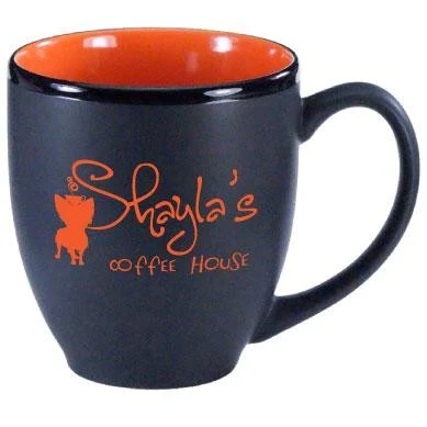 16 oz. Orange In / Matte Black Out Hilo Bistro Mug 1