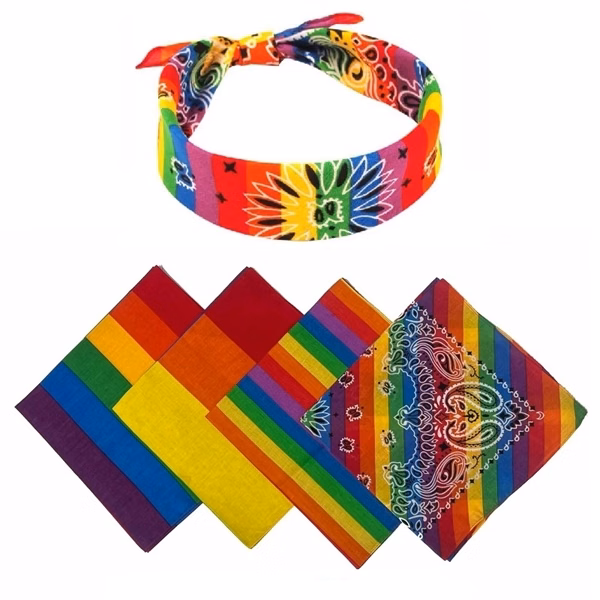 Custom 22" Cotton Rainbow Paisley Bandana — Heat Transfer Pride Event Giveaway