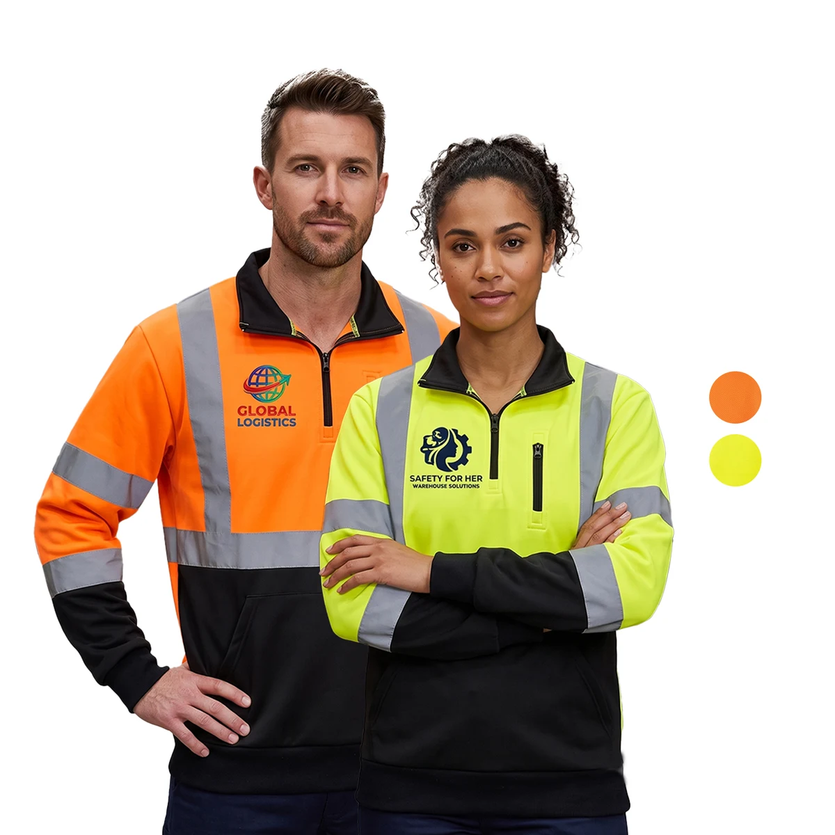 Class 3 Color Block Safety Quarter Zip with Kangaroo Pocket 1