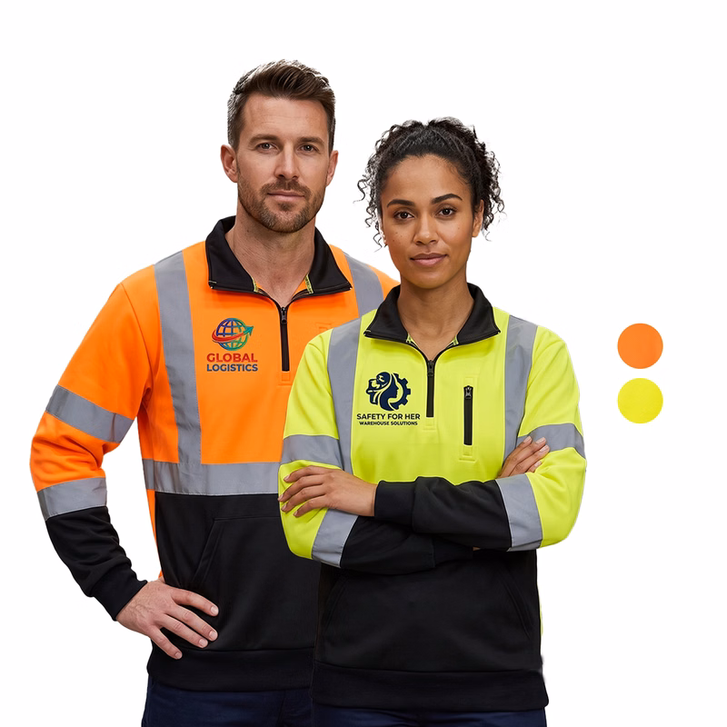 Class 3 Color Block Safety Quarter Zip with Kangaroo Pocket