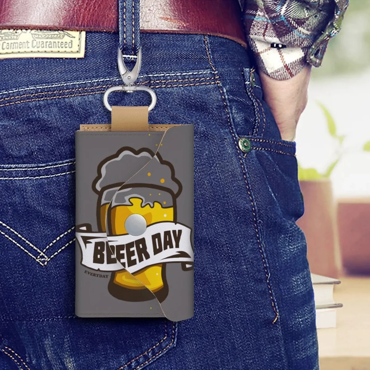 Leather Key Pouch with Key Ring 1