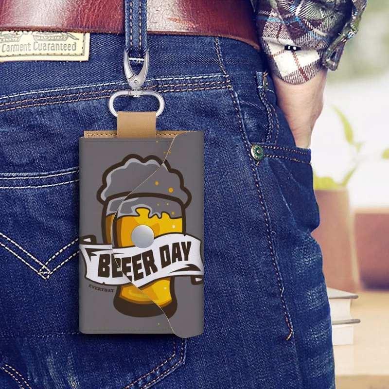 Leather Key Pouch with Key Ring
