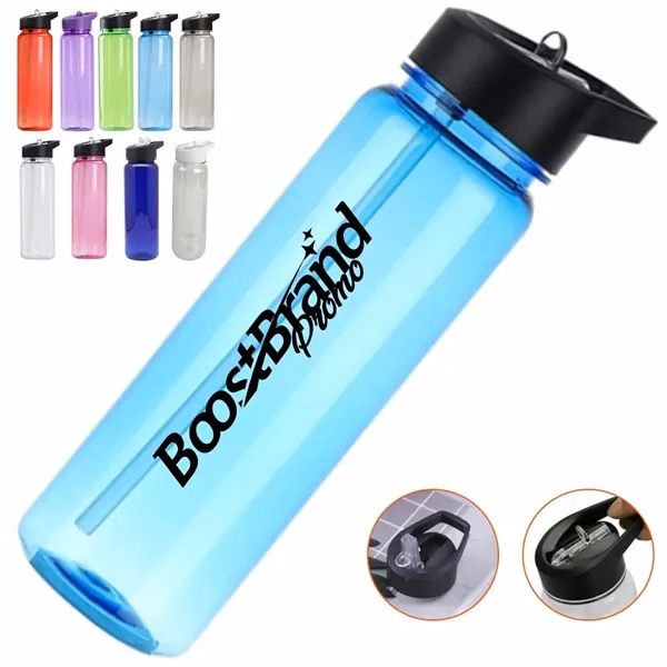 Custom 23 oz Water Bottle with Flip Top Straw Lid — Fitness Brand Giveaway