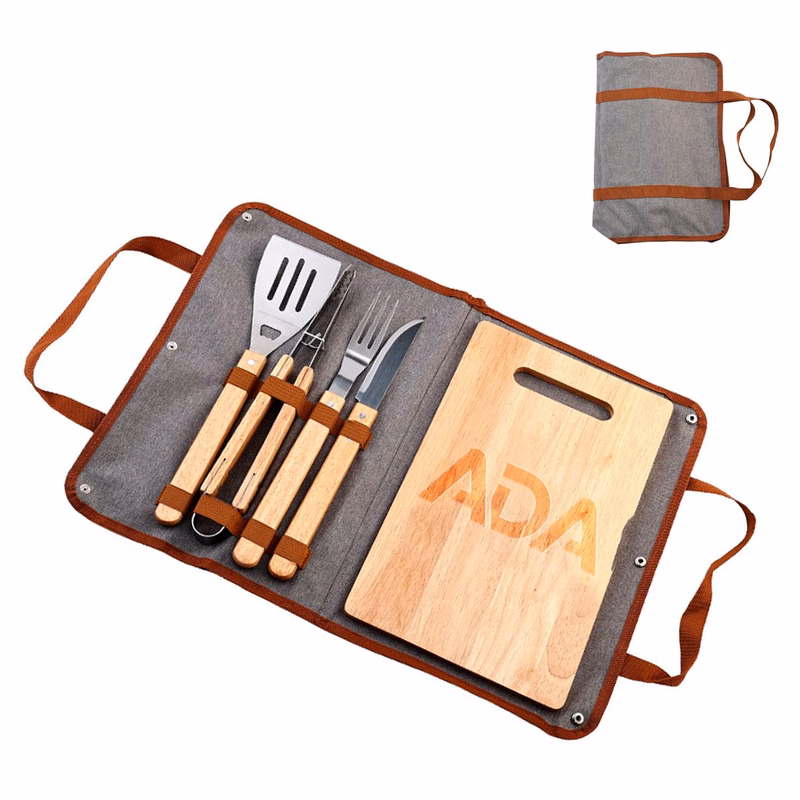 5PCS Stainless Steel BBQ Tool Set w/ Carrying Case