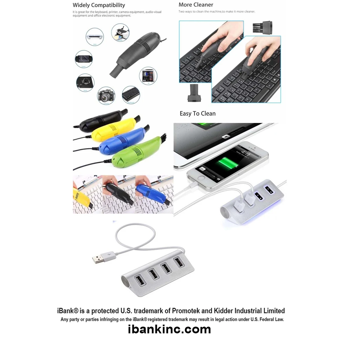 iBank ® 4 Port USB 3.0 Premium Aluminum Hub + USB Vacuum Cleaner 1