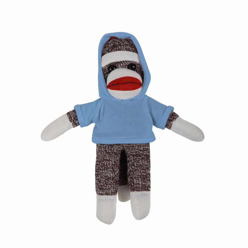 soft plush Original Sock Monkey with hoodie