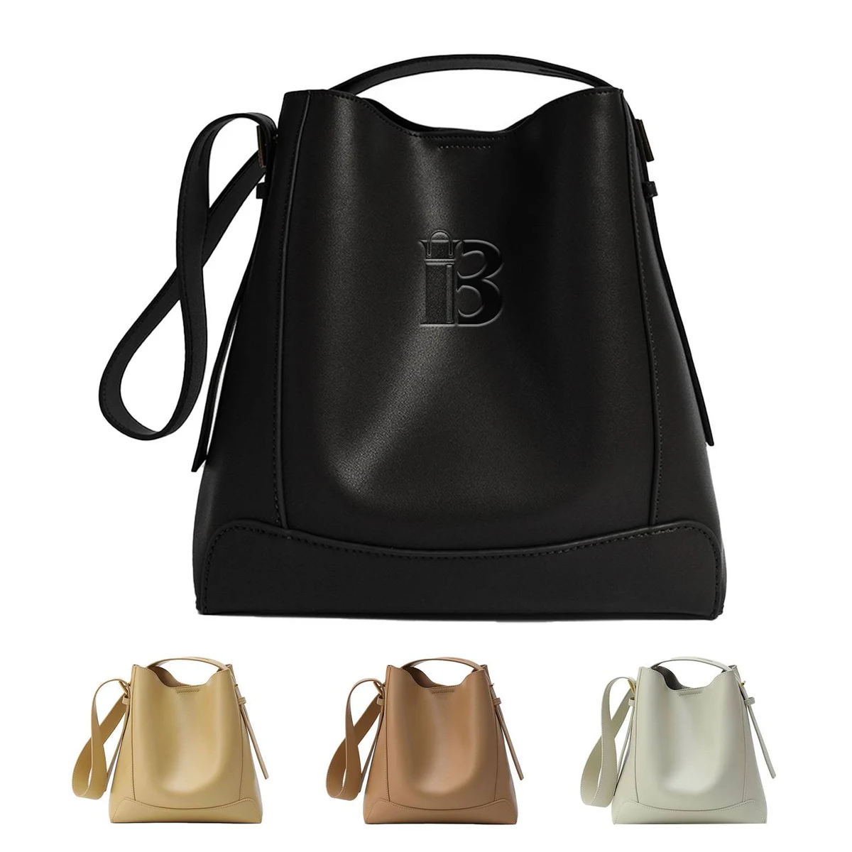 Genuine Leather Tote Bucket Bag 1