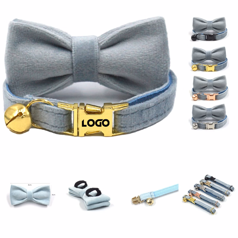 Personalized Cat Collar Velvet ID Engraving Name Tag