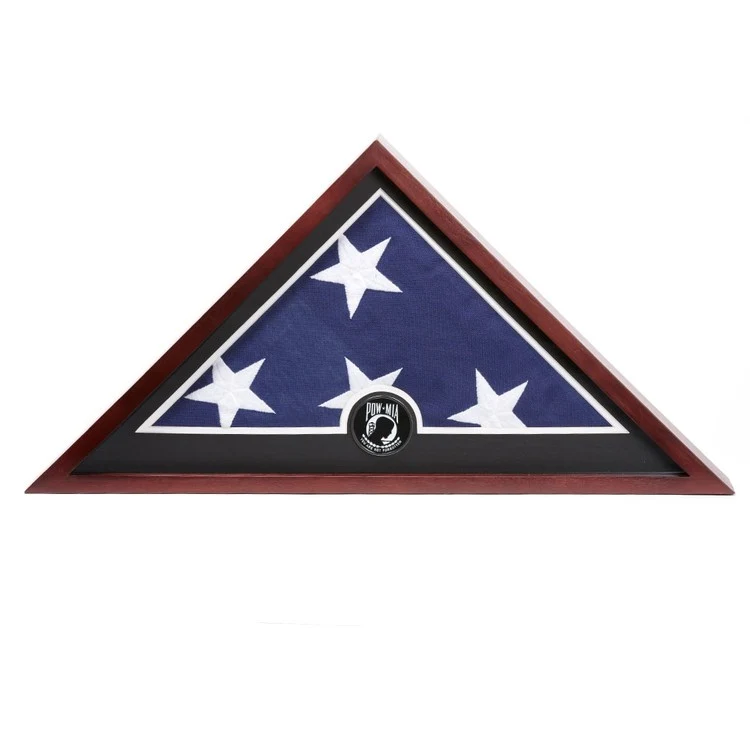 US Flag Display Case with POW MIA Medallion 1