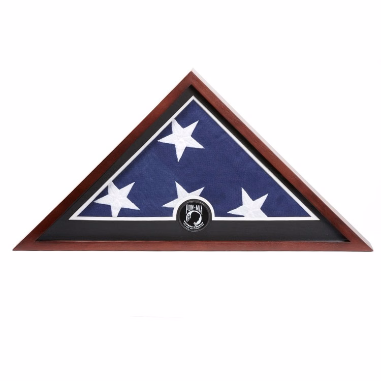 US Flag Display Case with POW MIA Medallion