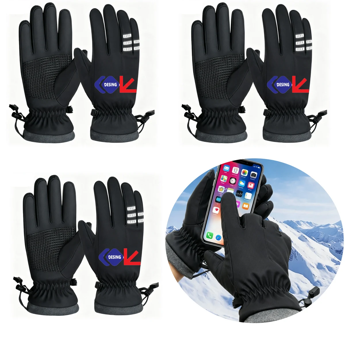 Men Women Fleece Lined Touch Screen Winter Gloves Skiing 1