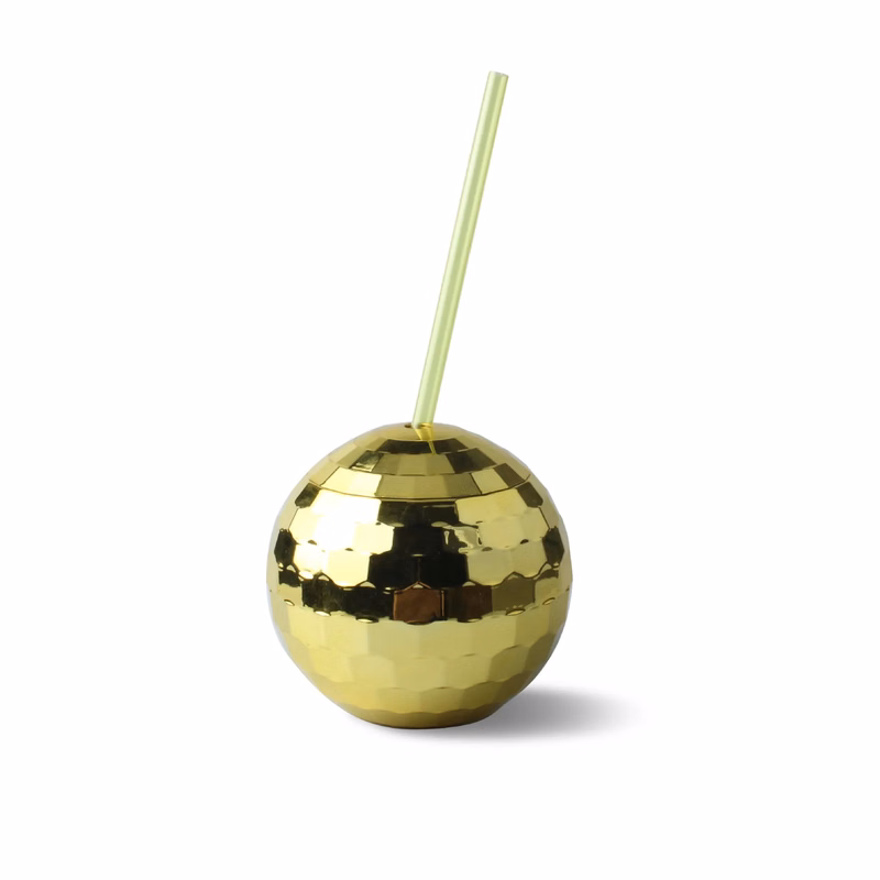 Disco Ball Drinking Cups with Straw