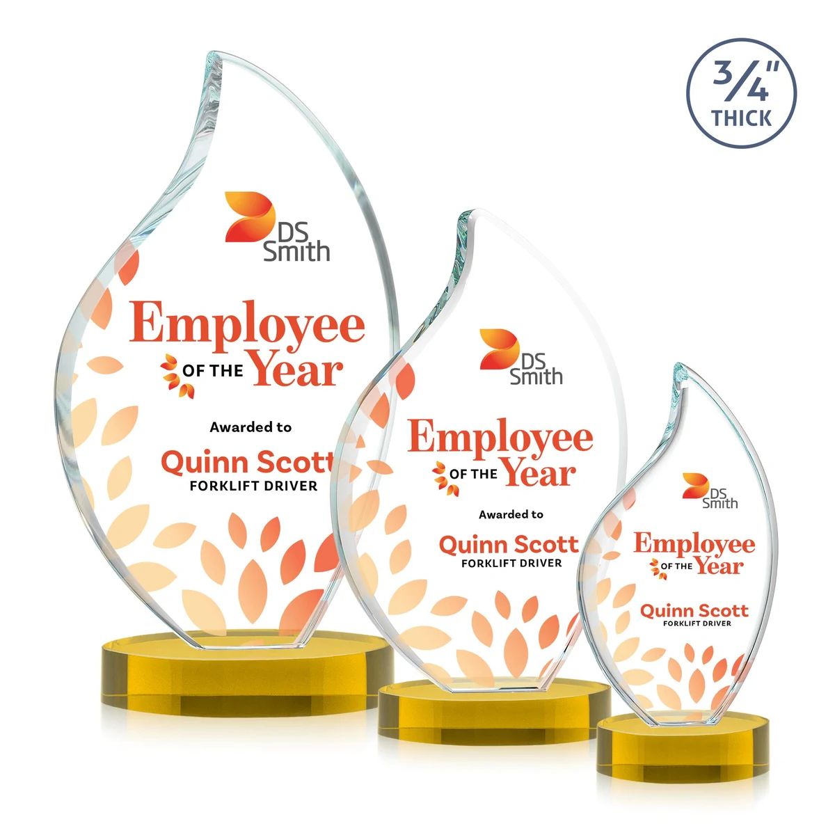 Odessy Flame VividPrint™ Award on Alberton Base - Gold 1
