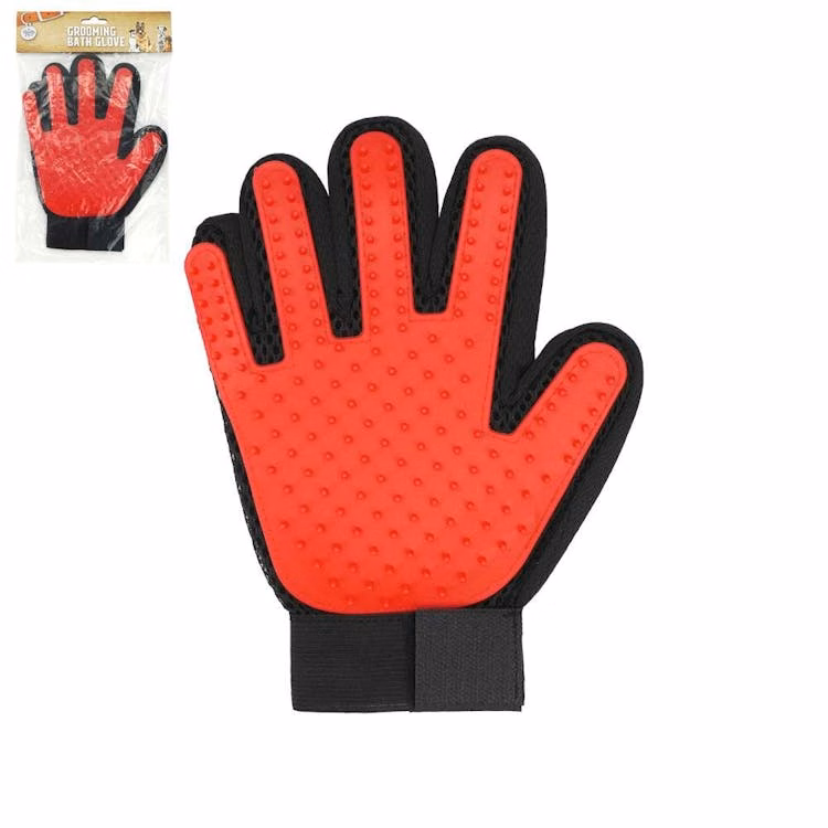 Pet Grooming Bath Glove Red