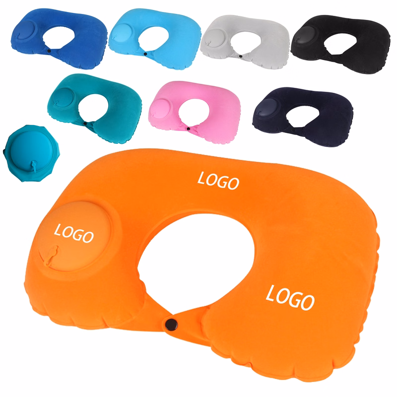 Travel Friendly Inflatable Flocked U Shaped Pillow
