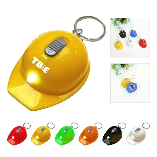 Custom Safety Helmet Keychain With Flashlight & Bottle Opener — Construction Safety 1