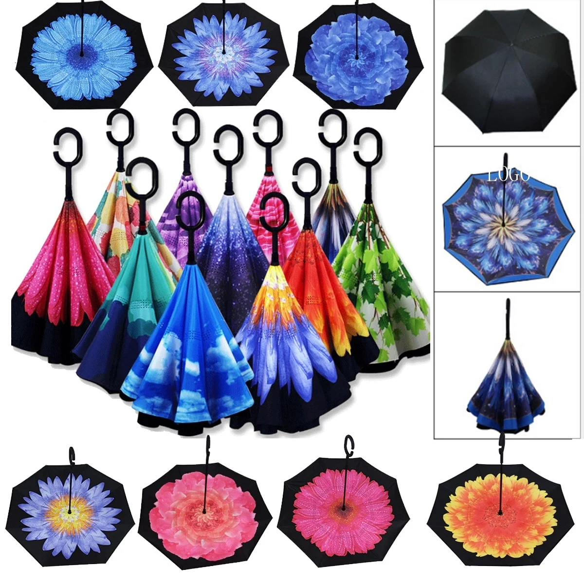 Customize Double Layer Reverse Umbrella With C Handle 1