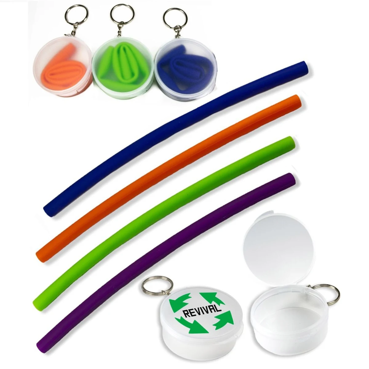 Reusable Soft Silicone Straw w/ Carrying Case & Keyring 1