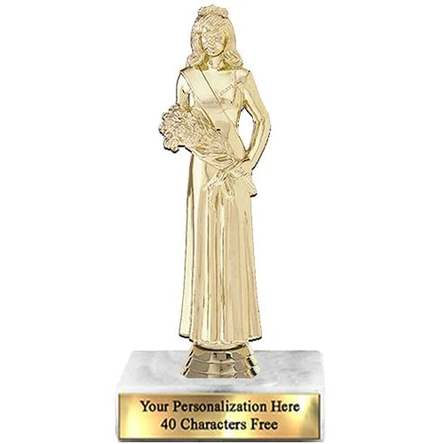 Trophy: 7", 2x3 white marble base, Beauty Pageant 1