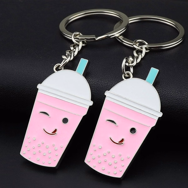 Custom Milk Tea Cup Keychain Miniature Design Summer — Beverage Promotional Gift