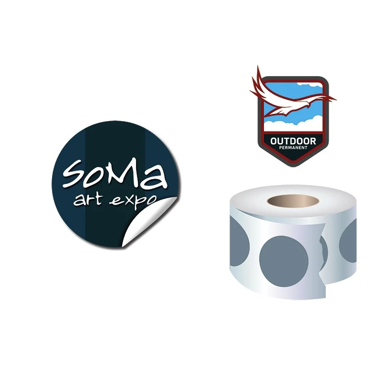 Roll Stickers / Decal - Outdoor Permanent - 1.0" Diameter Round Shape 1