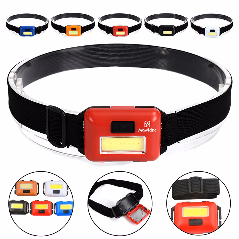 Mini COB AA LED Headlamp for Outdoor Camping Hiking Night Fishing Cycling with Adjustable Headband