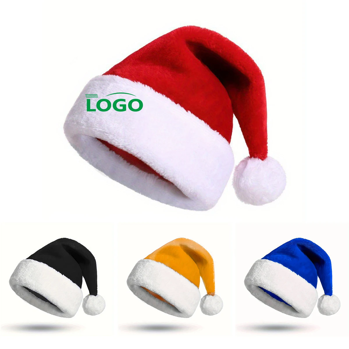 Thickened Turned Edge Colorful Short Plush Christmas Hat 1