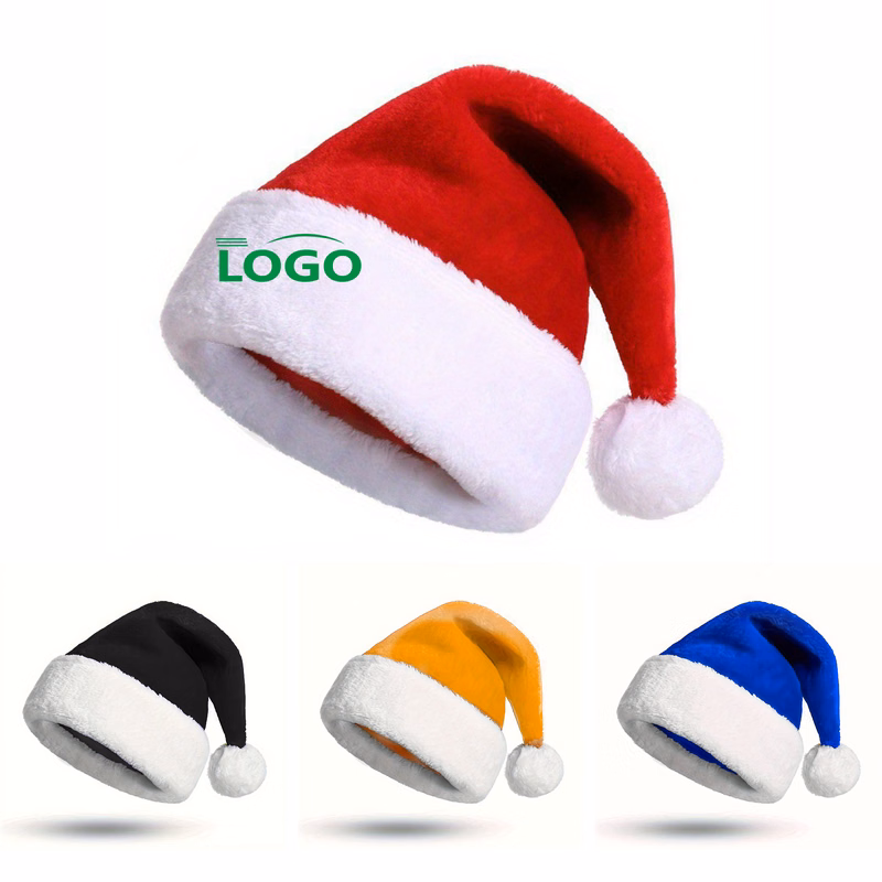 Thickened Turned Edge Colorful Short Plush Christmas Hat