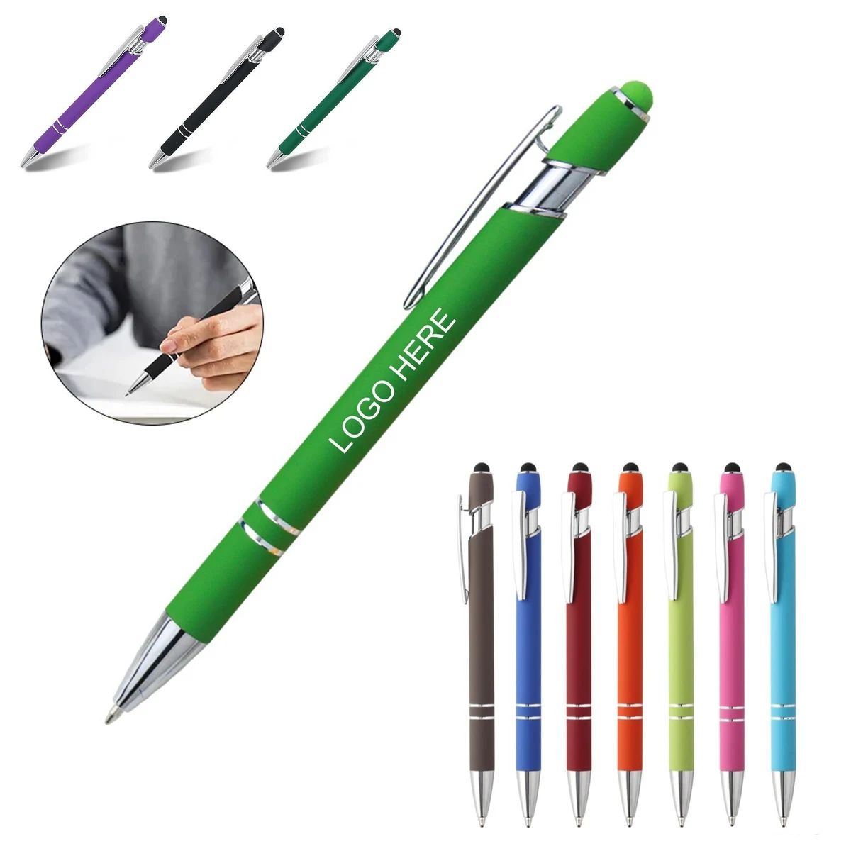 Metal Ballpoint Pen With Stylus Tip Silver 1